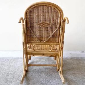 Fauteuil à bascule en rotin naturel bohème fabriqué à la main avec siège et dossier tissés-Chaise longue relaxante fée - Product Image 4