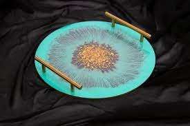 Plateau de service en résine de luxe de haute qualité Plateaux de rangement personnalisés pour la maison Hôtel Plastique décoratif pour salle de bain Cuisine Service alimentaire - Product Image 6