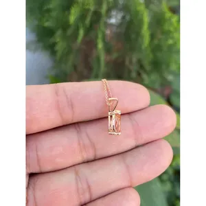 Pendentif en Morganite de synthèse taille poire, en argent sterling 925, fait main, bijoux en pierres précieuses, fournisseur en gros OEM ODM - Product Image 2