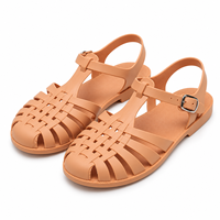 Sandales plates pour femmes, mode décontractée, polyvalentes, à bout fermé, style romain, couleur unie, tige en PVC
