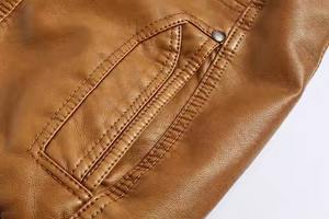 Chaqueta de cuero de la mejor calidad para hombre, novedad de invierno, forro de terciopelo con cuello levantado, chaqueta de ocio desteñida para hombre, envío DDP - Product Image 4