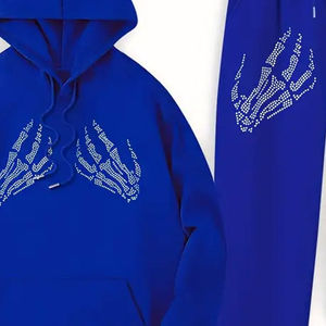 Survêtement pour homme personnalisé avec strass, cousu, vêtements décontractés personnalisés, anti-rides, respirant, survêtements pour homme avec strass - Product Image 2