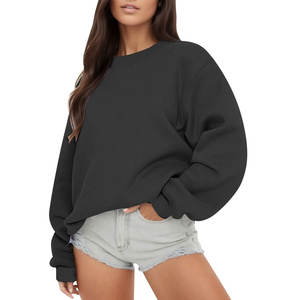 Femmes surdimensionné goutte épaule sweat décontracté mode col rond sweats à capuche coupe ample à manches longues pull Blouse filles Baggy - Product Image 2