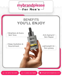 Menz Max Care Sérum hydratant pour le visage de marque privée pour homme Soins de la peau infusés à la vitamine C et à la biotine et à la niacinamide - Product Image 3