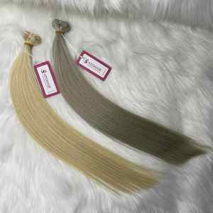 ผมต่อผมมนุษย์บริสุทธิ์ผมลอนตรงผมยาว20นิ้วสีบลอนด์แอช - Product Image 2