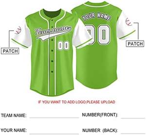 Nueva camiseta de béisbol verde neón-Camisa con botones con nombre y número personalizados, uniforme deportivo para hombres y mujeres - Product Image 2