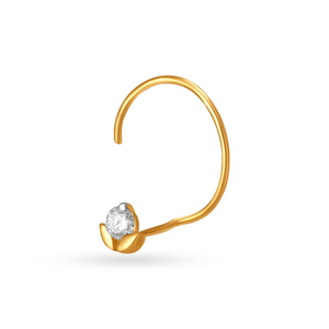 Broche nasale ronde en fil de diamant Moissanite or jaune massif 14 carats fabriquée en diamants cultivés en laboratoire cadeau de mariage bijoux de cadeau d'anniversaire - Product Image 2