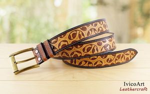 Cinturones de cuero resistentes de diseñador hechos a mano de alta venta para hombres cinturón abstracto hecho a mano regalo de Metal para hombres al por mayor - Product Image 3