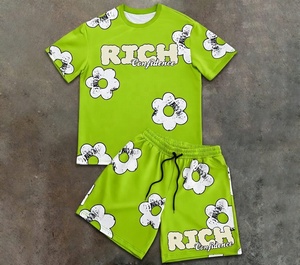 Factory Wholesale Custom Men's Summer Casual Shirt Shorts <b>Set</b> with Embroidery Logo Printing 100% Cotton Quick Dry OEM Service - Product Image 1