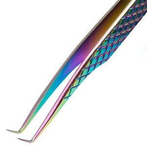 Pince à épiler professionnelle russe Volume Extension de cils personnalisée 90 degrés pointe de Fiber en acier inoxydable nouveau prix bas - Product Image 4