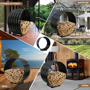 Heavy Duty Firewood <b>Racks</b> Corrugated Galvanized Steel Firewood Storage <b>Log</b> <b>Rack</b> Holder <b>Indoor</b>/Outdoor Campfire Planter - Product Image 3