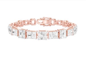 IGI Certified Asscher & Emerald Cut Lab Grown Diamond Tennis Bracelet in 14K Yellow / White / Rose Gold - Product Image 3