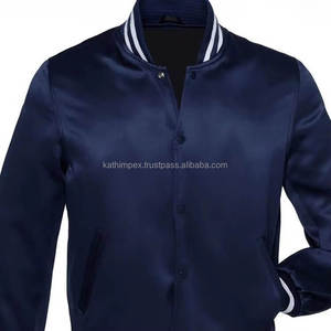 Ready Stock Navy Baseball Satin Vintage Eco-Friendly Handmade Breathable Waterproof <b>Lightweight</b> Unisex Bomber <b>Jackets</b> for Casual - Product Image 4