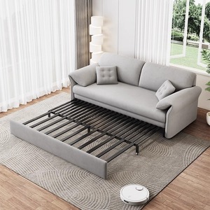 Modern Minimalist Sectional <b>Sofa</b> Bed Multi-functional Fabric Villa Living Room Furniture Set with <b>Cream</b> Color - Product Image 3