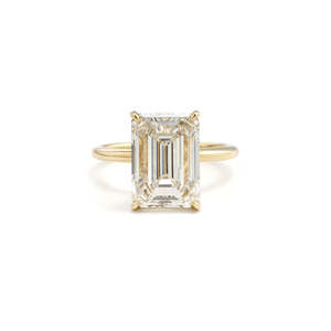 Charming Fine Emerald Cut <b>Diamond</b> <b>Ring</b> Setting 5 Ct D-F VVS1-VS2 Lab Grown <b>Diamond</b> In 14K 18K Yellow Gold Bridal Party Wear - Product Image 1
