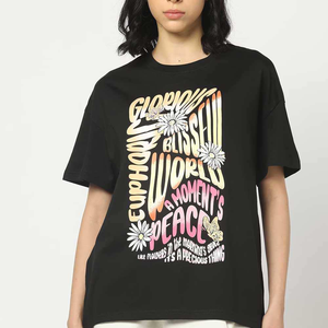 Camisetas de mujer de tela de algodón 100% con estampado personalizado de diseño de moda liso hecho profesional - Product Image 1