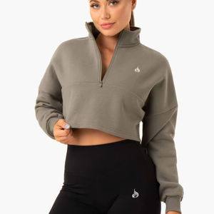 Ensemble de sweats à capuche courts et longs pour femmes, respirants, pour l'hiver, de haute qualité, couleur unie, logo personnalisé, 100% coton molletonné, 2 pièces - Product Image 1