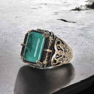 Azuris High Quality Ottoman Style 925 Sterling Silver Men's <b>Ring</b> Fashion Jewelry Natural Black Stone Turkish Made VALKH1738 - Product Image 3