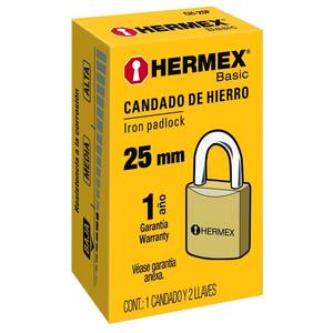 Candado de Hierro con Llave Hermex CH-25P de 25 mm Básico Corto en Caja Color Latón - Product Image 1