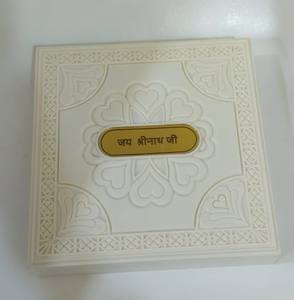 Artisanat traditionnel Jai Shree Krishna, idole Shrinath Ji en acier inoxydable plaqué or, pièces de monnaie Charan Paduka, mariage - Product Image 5