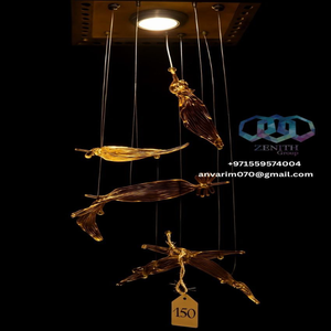Customizable Glass Leaf Pendant Light Adjustable Height Hanging <b>Chandelier</b> for Hotel Bedroom USA UAE KSA Qatar China Kuwait - Product Image 6