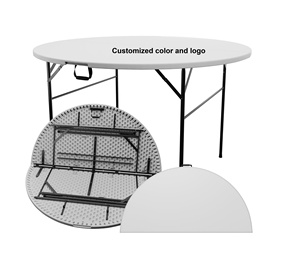 Mesas plegables redondas de HDPE de alta calidad <span class=keywords><strong>para</strong></span> restaurante, cena, evento, fiesta, matrimonio, mesa plegable de plástico portátil redonda blanca - Product Image 2