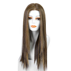 Peluca Sintética Larga y Lisa Maya-DWY con Balayage, Parte Libre, Frente de Encaje en Color Marrón Claro - Product Image 6