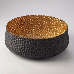 Bol rond en fer pour ustensiles de cuisine de table avec design américain martelé de couleur or pour servir le riz et la salade en mélangeant à la main - Product Image 3