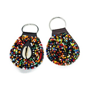 พวงกุญแจลูกปัดทำมือประดับเปลือกหอยสไตล์แอฟริกันดั้งเดิม ลูกปัดหลากสีสัน ดีไซน์เอกลักษณ์แบบชนเผ่า สำหรับกระเป๋าและของขวัญ - Product Image 5