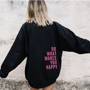 Sudadera Holgada de Forro Polar para Mujer, Moda Otoño Invierno, Sudadera con Capucha Cálida y Suave, Estampado de Letras 'Do Makes You Happy' en la Parte Delantera y Trasera - Product Image 2