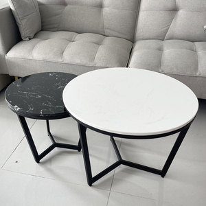 Modern Design Double <b>Sofa</b> <b>Table</b> Convertible Nesting Living Room Furniture with Stone Top and Iron Legs Durable TT68205 - Product Image 2