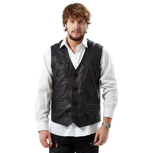 Design personnalisé hiver hommes gilet en cuir-couleur personnalisée High Street Style sans manches respirant vêtements d'extérieur Logo personnalisé impression 100% - Product Image 1