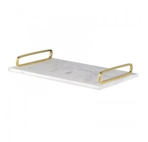 Plateau de service en marbre au design fantastique de taille personnalisée avec poignées en métal Plateau de petit-déjeuner de vaisselle d'hôtel de qualité exclusive - Product Image 1