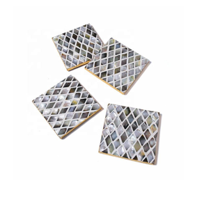 Posavasos de madreperla de diseño moderno para té, café, bebida, posavasos de café con soporte, Juego de 4 Uds., posavasos de decoración hechos a mano - Product Image 3