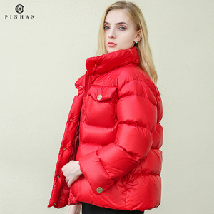 Chaquetas de plumón sólido para <span class=keywords><strong>mujer</strong></span>, abrigos de plumas de <span class=keywords><strong>ganso</strong></span> a la moda, abrigos acolchados - Product Image 3