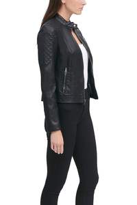 Veste de moto en cuir véritable cintrée à la taille Veste en cuir de mouton Veste en cuir véritable pour femmes avec impression de logo personnalisé - Product Image 2