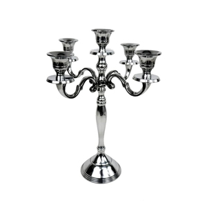 Candelabro de centro de mesa con acabado plateado de 5 brazos de alta calidad, candelabro de pilar de Metal de nuevo diseño, decoración del hogar - Product Image 3