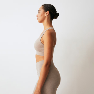 Custom Naked Feeling Sportswear Active Gym Fitness Set Sports Bra V Cut Waist <b>Leggings</b> With <b>Pockets</b> Fitness Women Workout Sets - Product Image 4