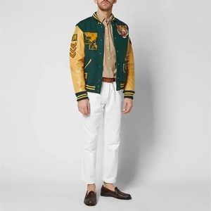Veste universitaire en laine pour homme de haute qualité, personnalisée, couleur verte et brune, broderies, logos, patchs, étiquettes - Product Image 6