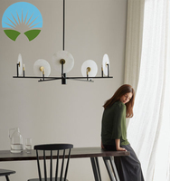 Lampe suspendue LED en verre blanc et albâtre pour hôtel, bureau, boutique et restaurant.