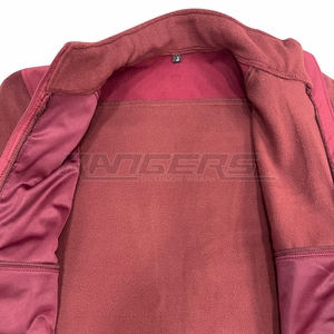 Veste de chasse à coquille souple rougeâtre légère et chaude couche intermédiaire zippée 320 Gsm Logo personnalisé vêtements de travail en plein air veste polaire - Product Image 3