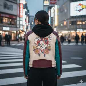 Chaqueta de Cuero Personalizada para Mujer con Diseño de Kitsune Bordado - Product Image 4