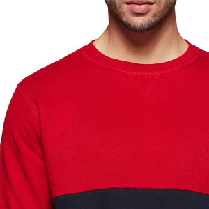 <b>Men's</b> <b>Red</b> And Navy Color Block Crew Neck Pullover <b>Sweatshirt</b> Regular Fit Knitted Cotton Casual Autumn Wear <b>Sweatshirts</b> - Product Image 5
