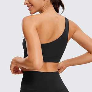 Sujetador deportivo corto con estampado de un hombro personalizado para mujer, sujetador de Yoga de secado rápido para gimnasio con soporte completo, Sujetador deportivo transpirable de talla grande - Product Image 3