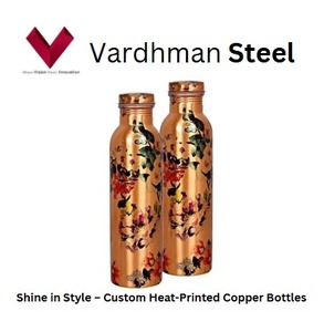 Bouteille en cuivre de 1 L avec logo personnalisé imprimé à chaud, vaisselle en plastique élégante avec un design unique pour chaque gorgée - Product Image 2