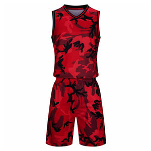 Uniforme de Baloncesto Unisex al Por Mayor de Alta Calidad, Transpirable, con Impresión por Transferencia de Calor Roja, 100% Poliéster, de Secado Rápido - Product Image 1