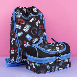 Sac à cordon pour enfants-Poche zippée sur le devant-Sac à cordon de grande capacité-Sac en PE-École-Gym-Natation-Design Gamer - Product Image 3