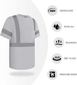 Camisetas de alta visibilidad certificadas por ANSI para uso industrial Camiseta reflectante de seguridad hecha a medida de manga corta de secado rápido - Product Image 2