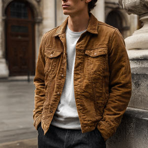 เสื้อแจ็คเก็ตคอร์ดูรอยแฟชั่นสำหรับผู้ชาย เสื้อโค้ทสไตล์สตรีทแวร์สำหรับฤดูหนาว เสื้อแจ็คเก็ตบอมเบอร์คอร์ดูรอยสำหรับผู้ชาย - Product Image 3