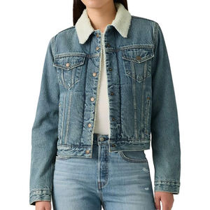 Chaqueta Vaquera Personalizada Lisa y Transpirable para Mujer, Chaqueta Vaquera Lisa con Cuello Camisero y Logotipo Personalizado de Lujo - Product Image 1